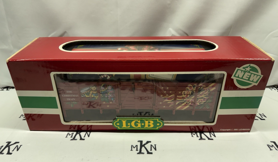 LGB 4021CT Christmas Train Low Side Wood Gondola Wagon with Gift Box G Scale