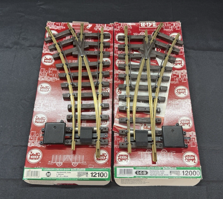 LGB 12000 & 12100 Right & Left-Hand Manual Switch Points R1 G Scale LN/BOX