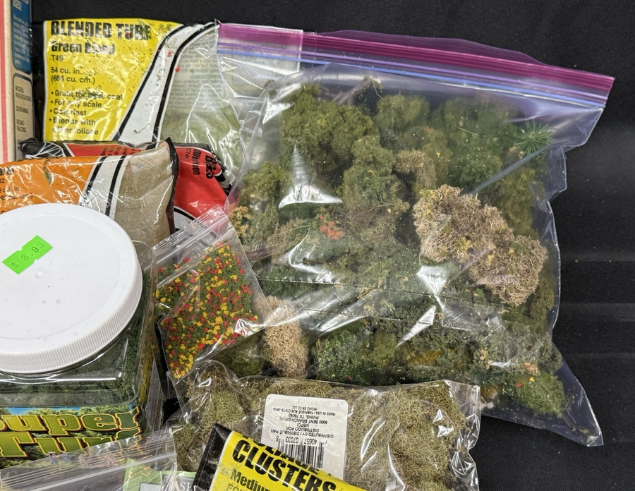 Lot Of Multi-Scale Woodland Scenic Turf Grass Ballast Fine Cinders Shrubs Trees