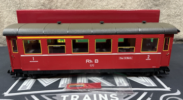LGB G 3063 RED RHB PASSENGER CAR lighted VG/BOX G Scale