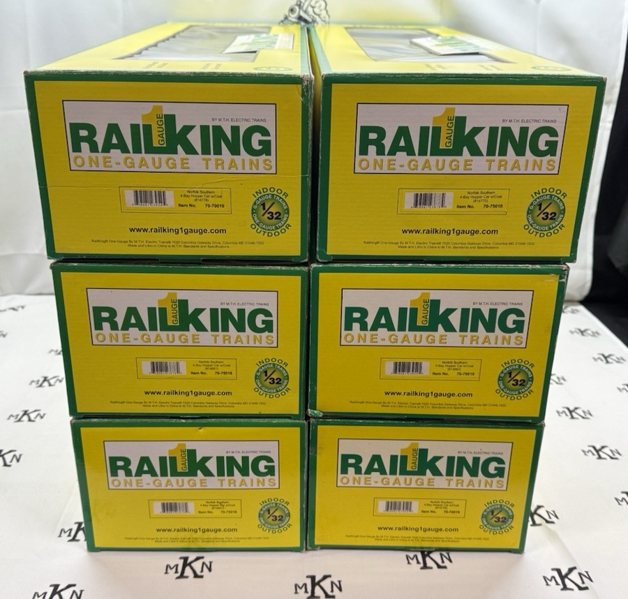 RAILKING One 1 Gauge Norfolk Southern 4 Bay Hoppers 6 Total Box Lot New G Scale