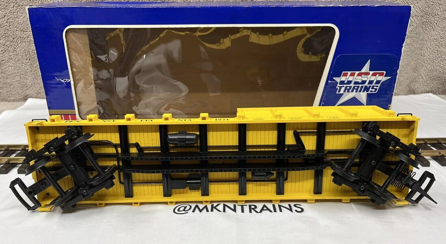 USA Trains/ RO 1821 Pennsylvania Work Flat Car With Crane Load G Scale Yellow