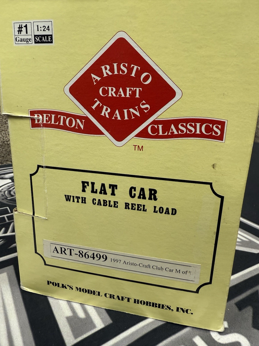 Aristo Craft ART- 86499 Flat Car with Cable Reel Load Brand New G Scale
