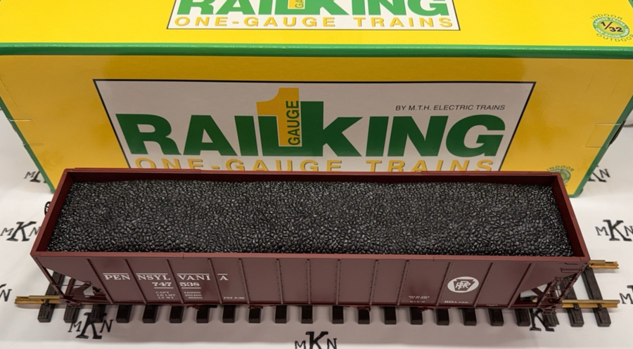 RAILKING One Gauge 70-75015 PRR Pennsylvania Hopper Coal Load #747538 G MINT