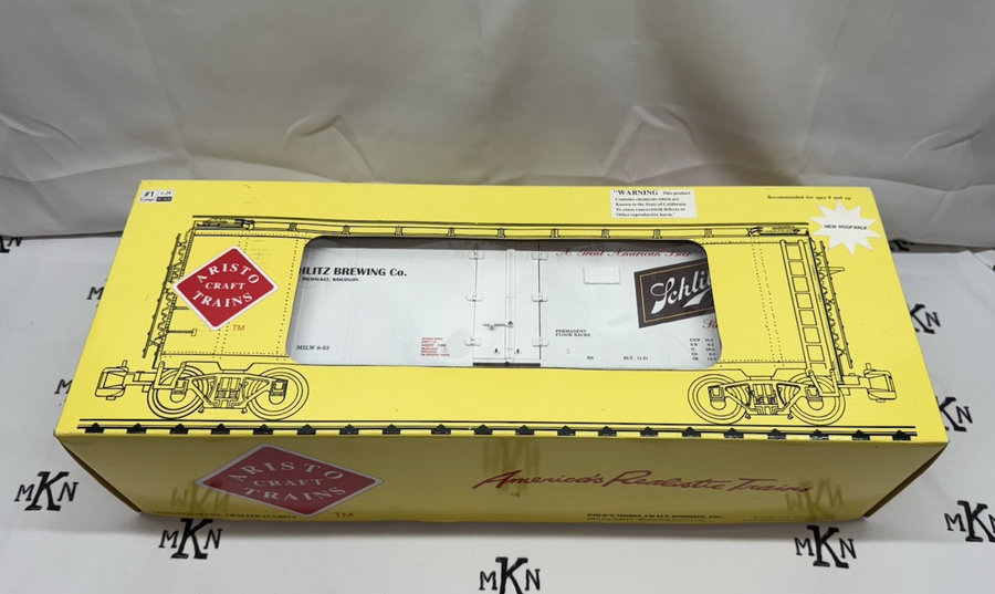 ARISTO CRAFT ART 46202 SCHLITZ BEER Reefer METAL WHEELS G SCALE LN/BOX