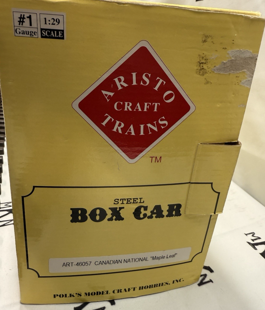 Aristo-Craft ART 46057 G Scale Canadian National Maple Leaf Boxcar metal wheels