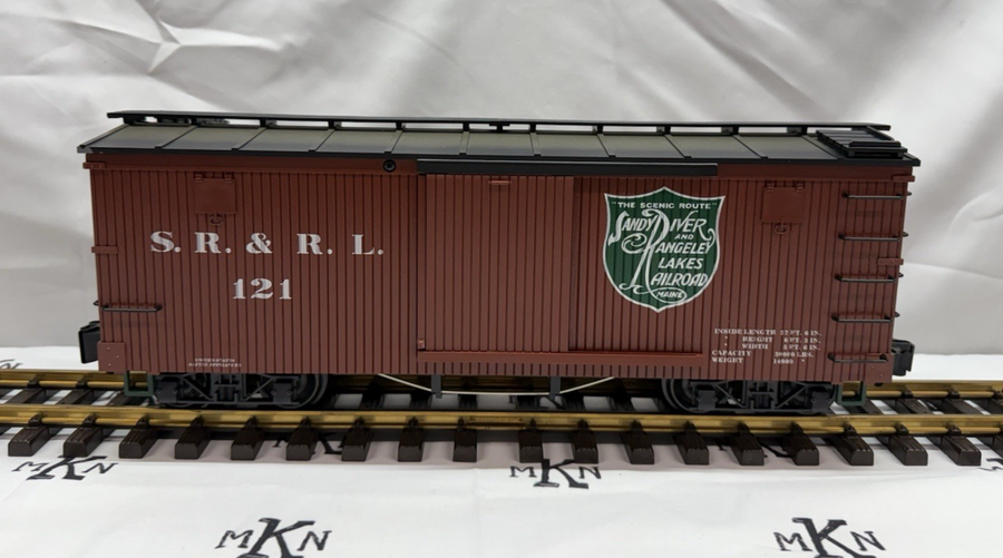 LGB 48670 Sandy River & Rangeley Lakes Boxcar metal wheels knuckles #121 G Scale