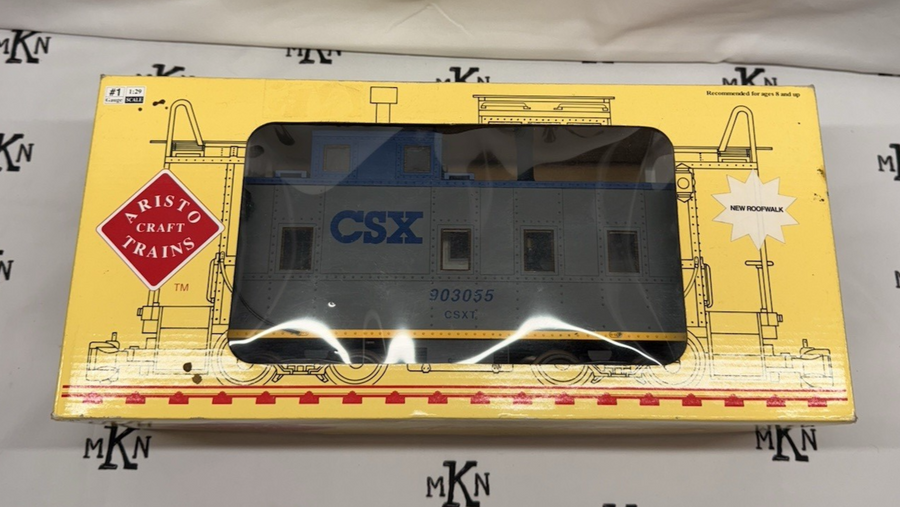 Aristo Craft - Art 42129 CSX Steel Long Caboose Metal Wheels Kadee EX/Box