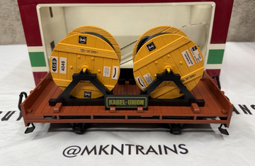 LGB 4002 G Scale Kabel Union Flatcar with Yellow Cable Reels New/Box