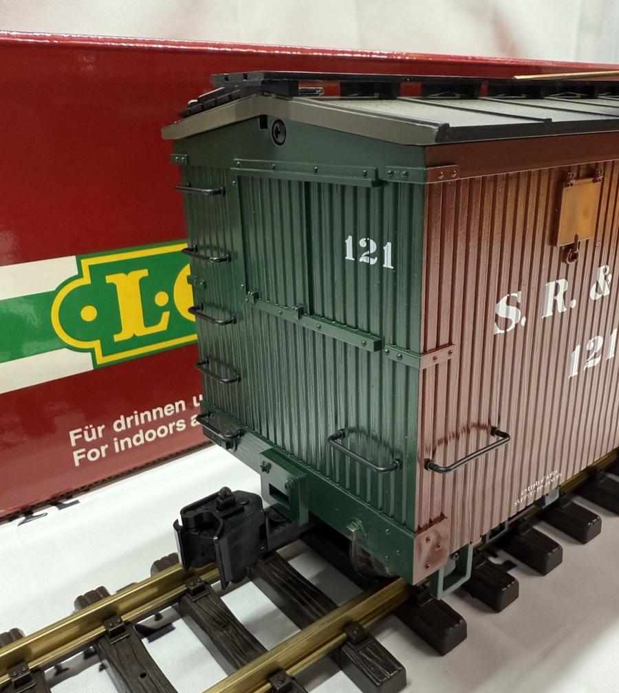 LGB 48670 Sandy River & Rangeley Lakes Boxcar metal wheels knuckles #121 G Scale
