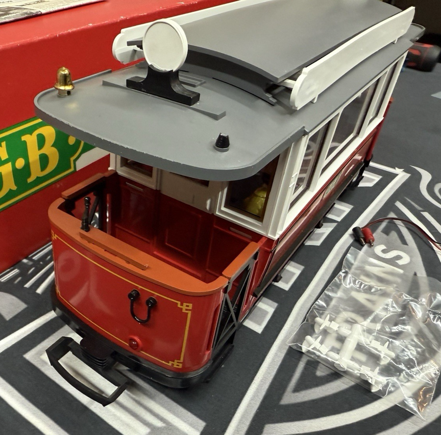 LGB 3600 G Scale Trolley Unpowered Trailer Car LN with box and Stickers.