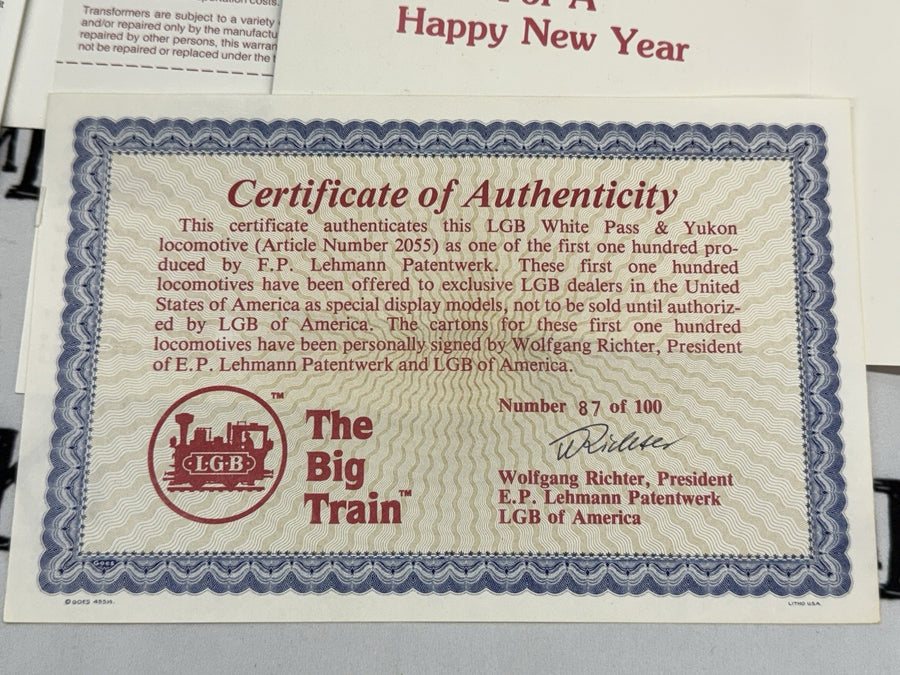 LGB 2055 LIMITED EDITION WOLFGANG WHITE PASS ALCO DIESEL LOCO 87 OF 100! NIB