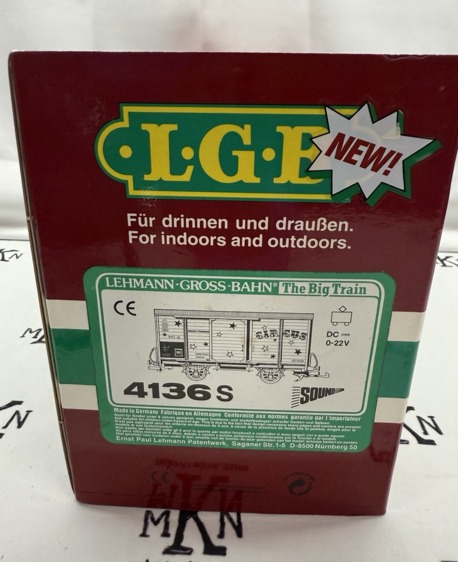 LGB 4136S Circus Sound Car with Sound G Scale New in box with Sleeve