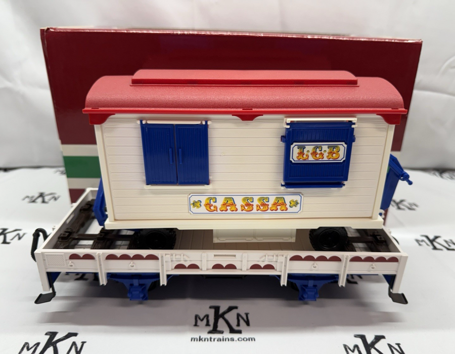 LGB 4037 Circus CASSA Wagon on Flat Car New Original Box G Scale