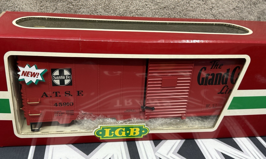 LGB 45910 Santa Fe The Grand Canyon Line Box Car G Scale Kadee No Trucks EX/box