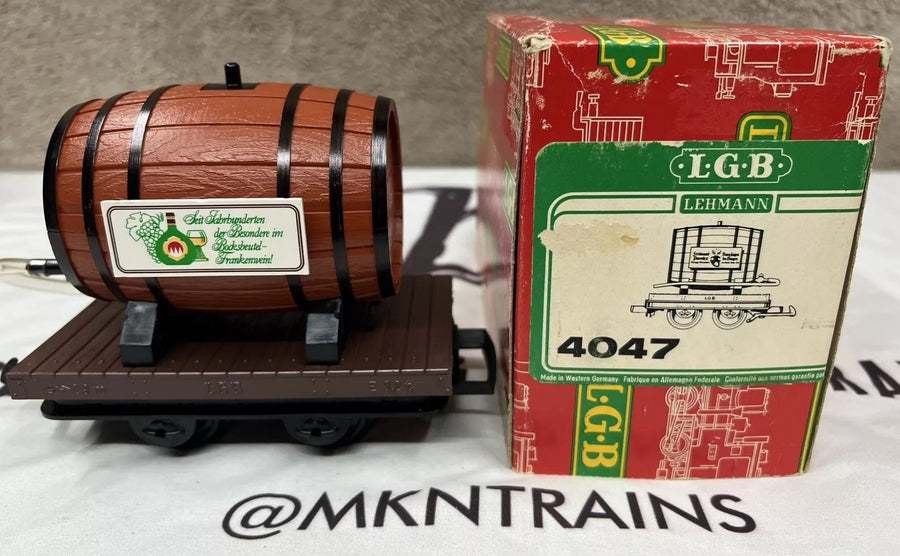 LGB 4047 G-Scale Wine Beer Barrel in Original Box NEW old stock G Scale Flat Car