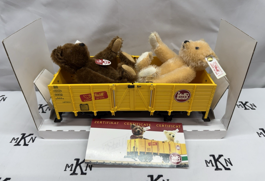 LGB 44210 YELLOW STEIFF GONDOLA CAR WITH TEDDY BEAR G Scale Gift