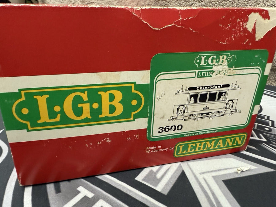 LGB 3600 G Scale Trolley Unpowered Trailer Car Excellent with box and stickers
