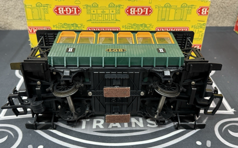 LGB 3040 G Scale 2nd Class Passenger Coach Wagon Car with Sanding Pads EX/Box