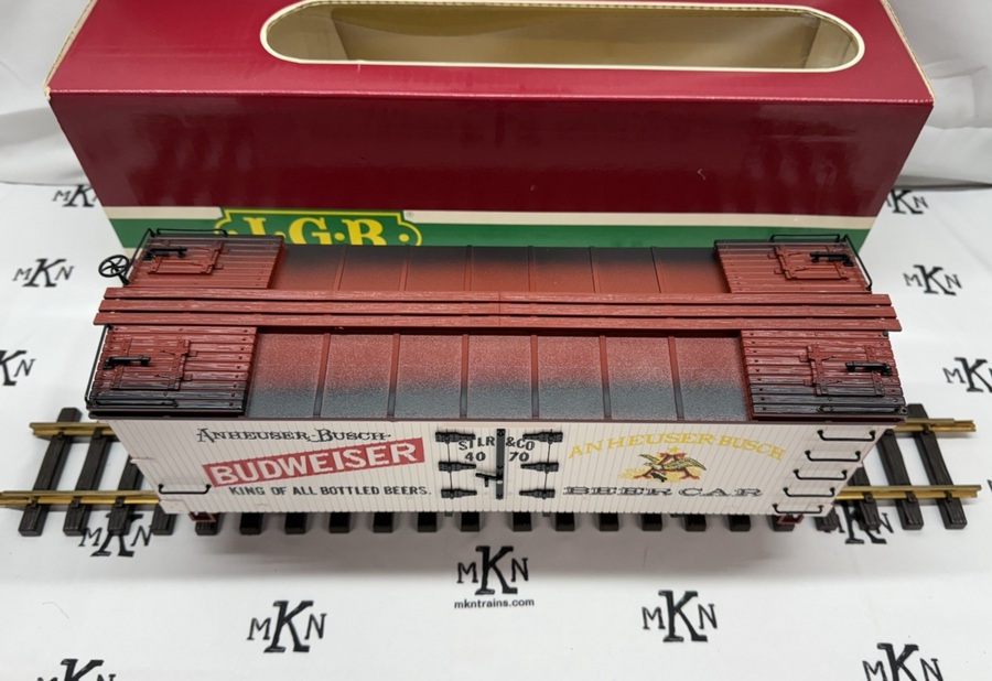LGB 4070 Budweiser Woodside Reefer Car G Scale EX/Box