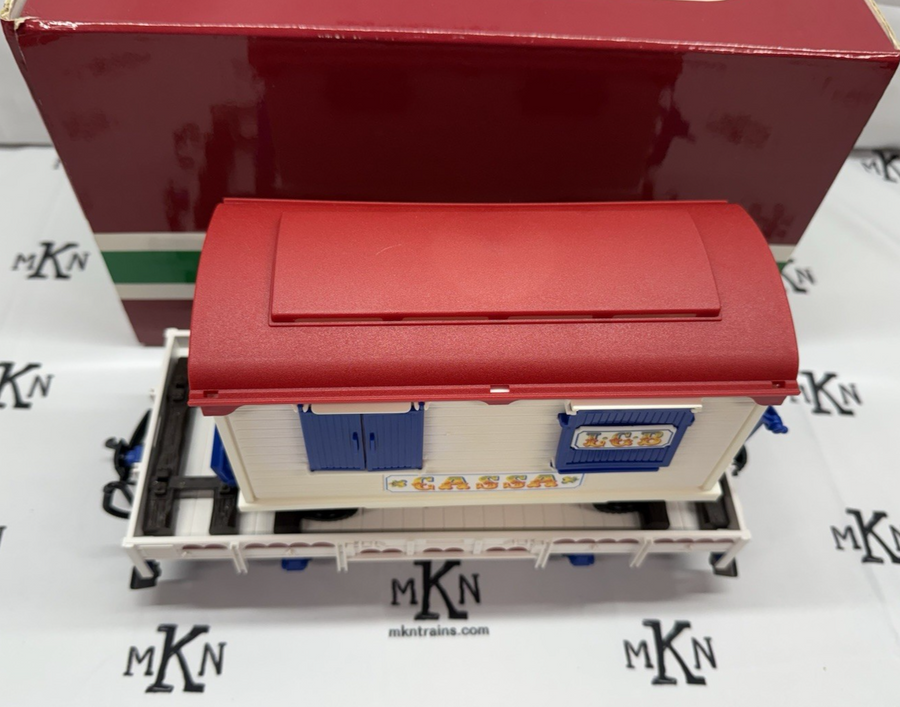 LGB 4037 Circus CASSA Wagon on Flat Car New Original Box G Scale