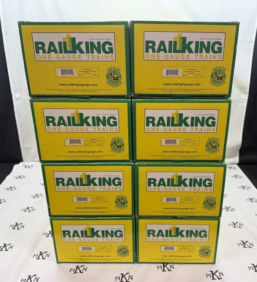 MTH RAILKING One Gauge Pennsy 4 Bay Hoppers 737536/737538 ALL 8 Box Lot G Scale