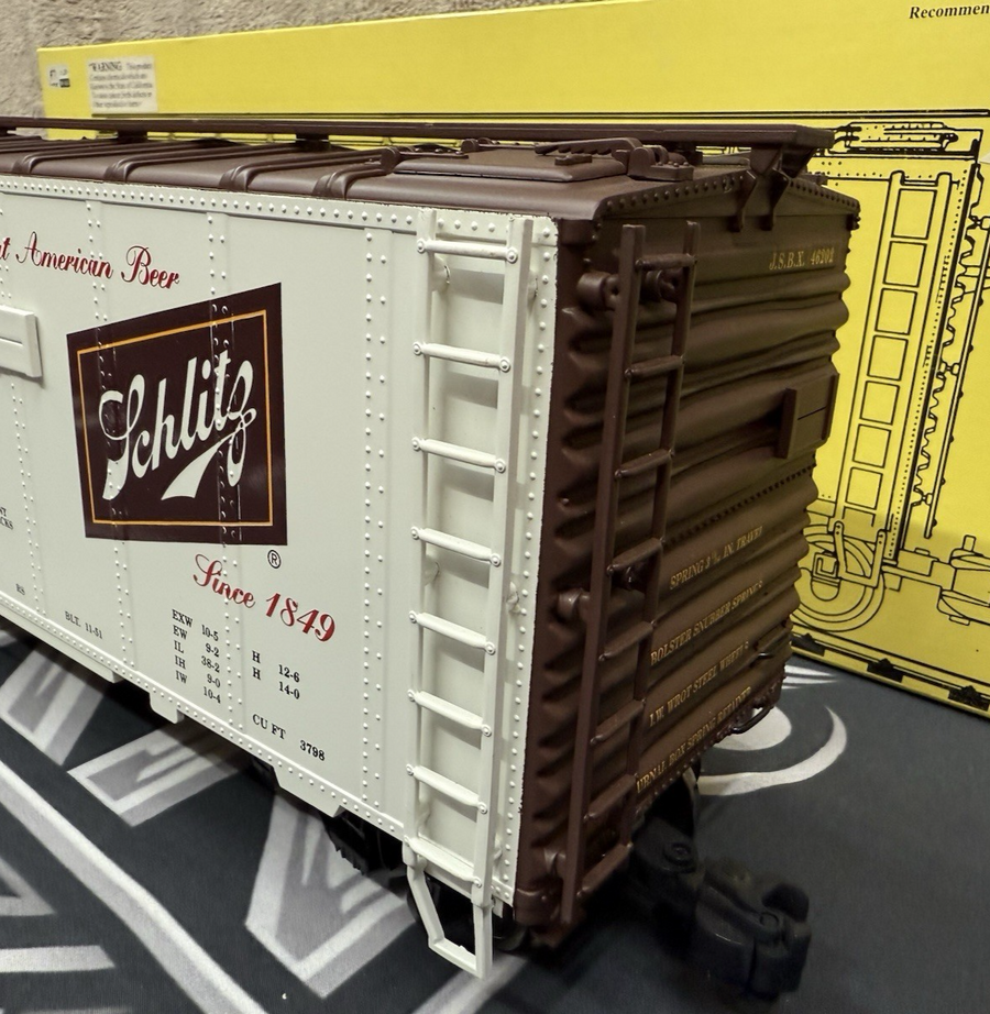 ARISTO CRAFT ART-46202 SCHLITZ BEER Reefer METAL WHEELS G SCALE LN/BOX