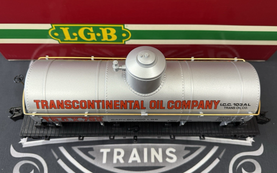 LGB 4080 -Y01 Transcontinental Oil Company Tank Train Car G Scale Metal Wheels