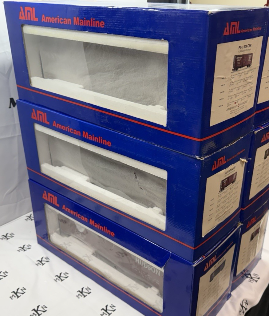 AML (American Mainline) G401 Steel Box Car 6 Box Lot New in Box. G Scale