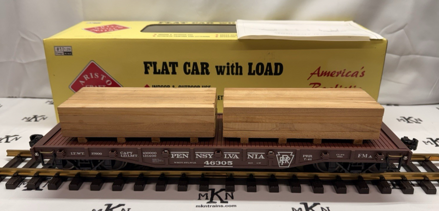 Aristo-Craft ART 46305 Pennsylvania Flat Car w/load Metal Wheels Kadee G Scale