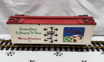 USA Trains R1300 Christmas 1991 "Santa Is Coming To Town" Reefer Car G Scale