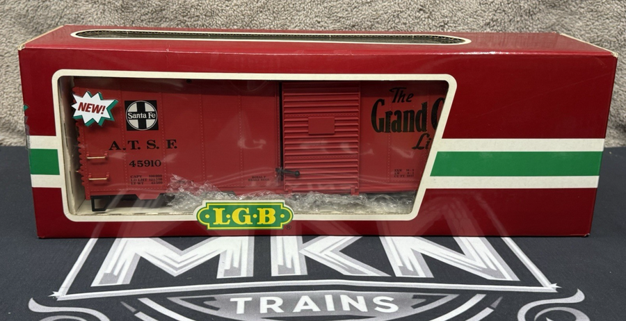 LGB 45910 Santa Fe The Grand Canyon Line Box Car G Scale Kadee No Trucks EX/box