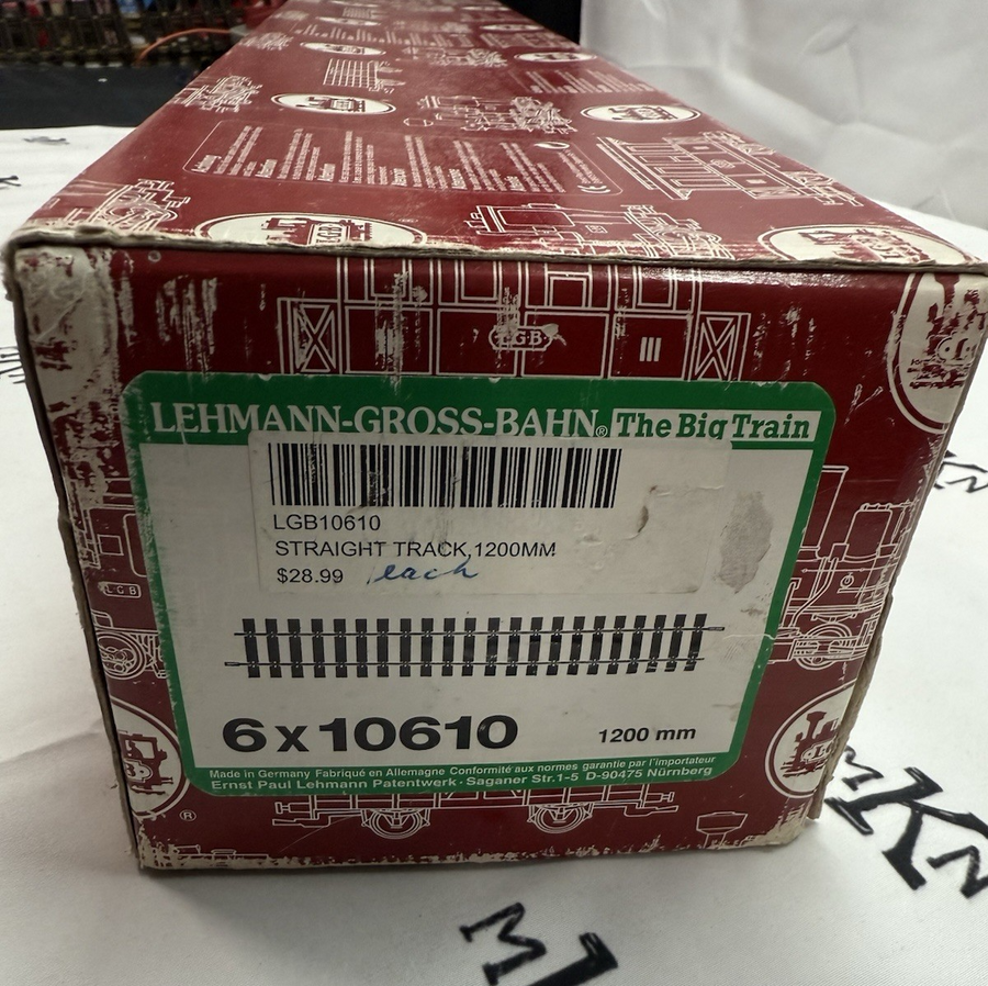 LGB 10610 G Scale Brass 4-foot Straight Track 6 Sections LN/Box