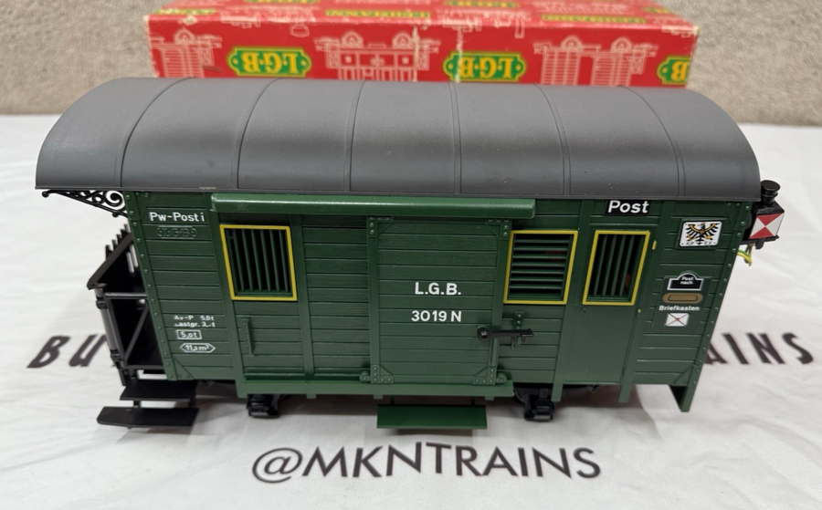 LGB 3019N Postal/Baggage Car w/Metal Wheels & Lights Tested G Scale EX/Box