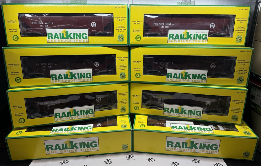 MTH RAILKING One Gauge Pennsy 4 Bay Hoppers 737536/737538 ALL 8 Box Lot G Scale