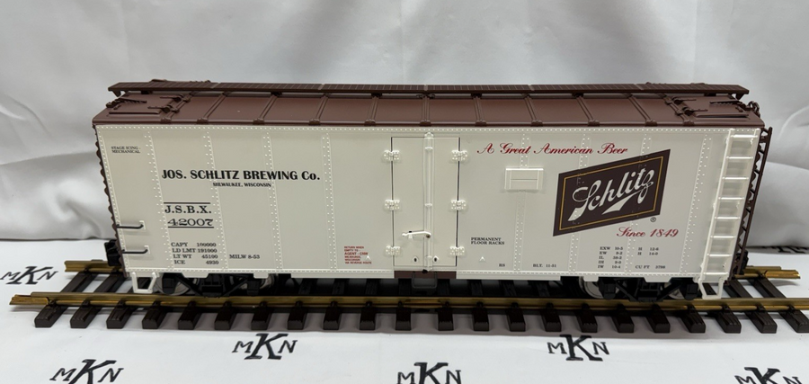 ARISTO CRAFT ART 46202 SCHLITZ BEER Reefer METAL WHEELS G SCALE LN/BOX