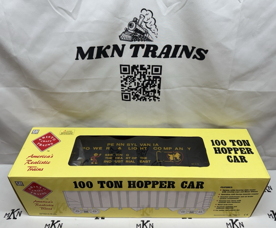 Aristo Craft 41497S-C Pennsylvania Power Light Co. 3 Bay 100 Ton Hopper G Scale