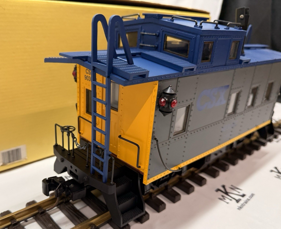 Aristo Craft - Art 42129 CSX Steel Long Caboose Metal Wheels Kadee EX/Box
