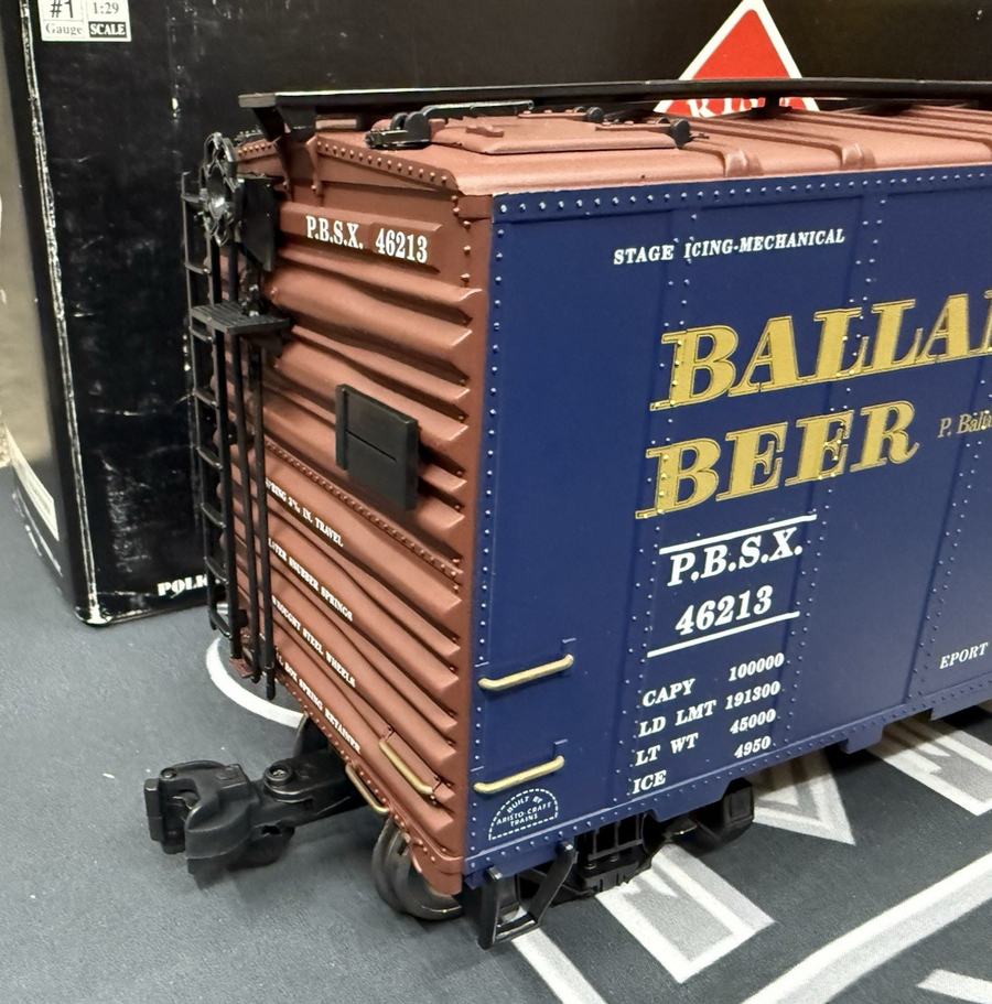 Aristo Craft ART-46213 G Scale Ballantine Beer Reefer METAL WHEELS LN/BOX