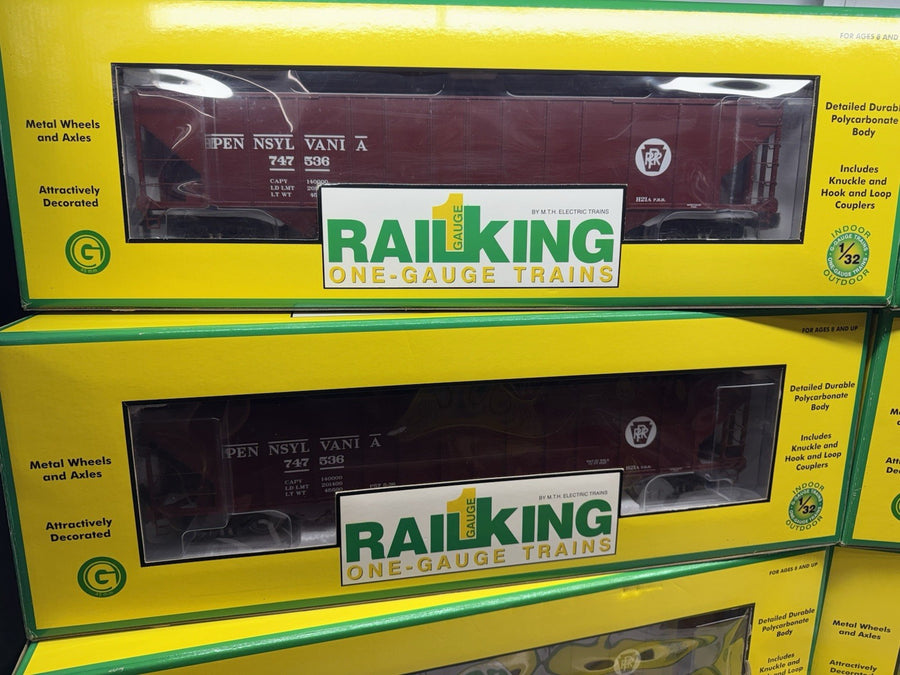 MTH RAILKING One Gauge Pennsy 4 Bay Hoppers 737536/737538 ALL 8 Box Lot G Scale
