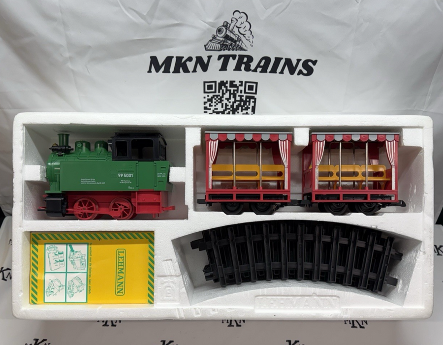 LGB #85 G-Scale Vintage 99 5001 With 2 Cars & Circle Track Plastic Battery Toy