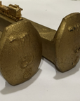 Vintage Railroad Spike Art with train Paper weight Gold plated Railroadiana