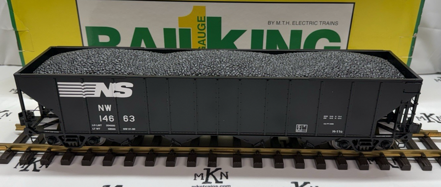 RAILKING One 1 Gauge Norfolk Southern 4 Bay Hoppers 6 Total Box Lot New G Scale