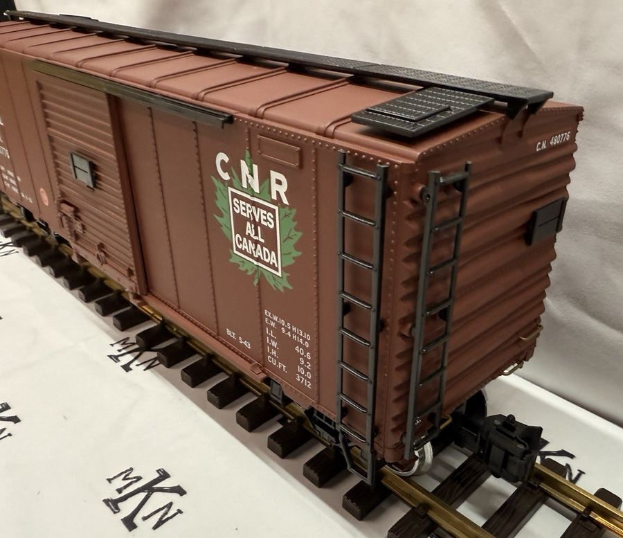 Aristo-Craft ART 46057 G Scale Canadian National Maple Leaf Boxcar metal wheels
