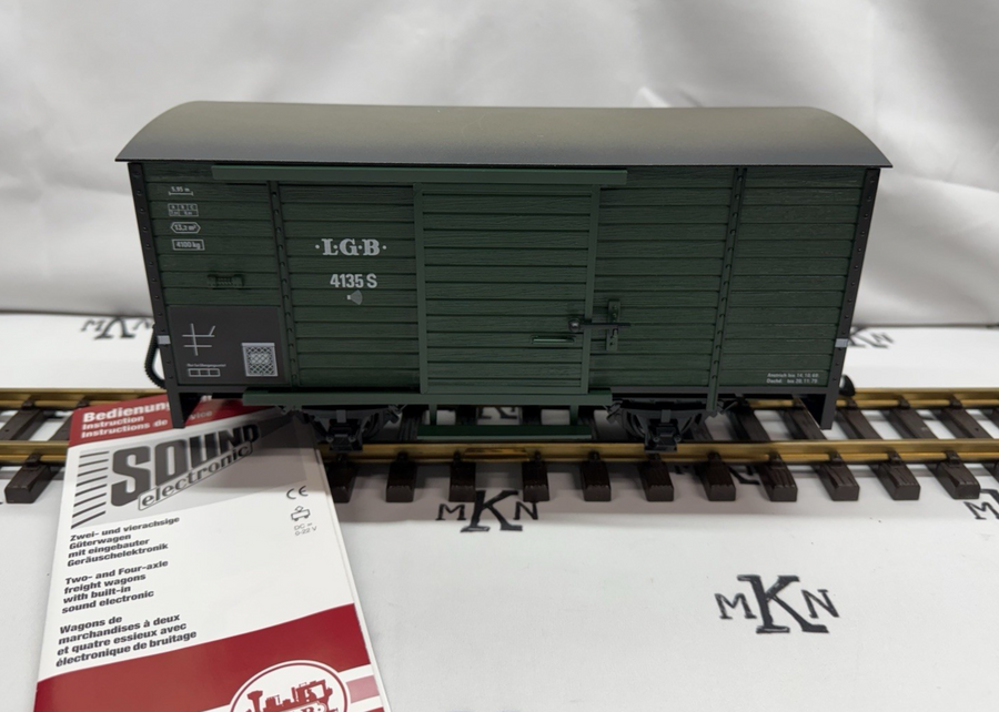LGB 4135 S Box Car With Steam Engine Sound G Scale New in Box
