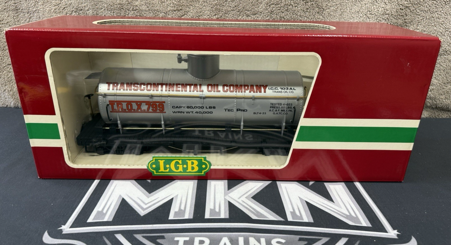 LGB 4080 -Y01 Transcontinental Oil Company Tank Train Car G Scale Metal Wheels