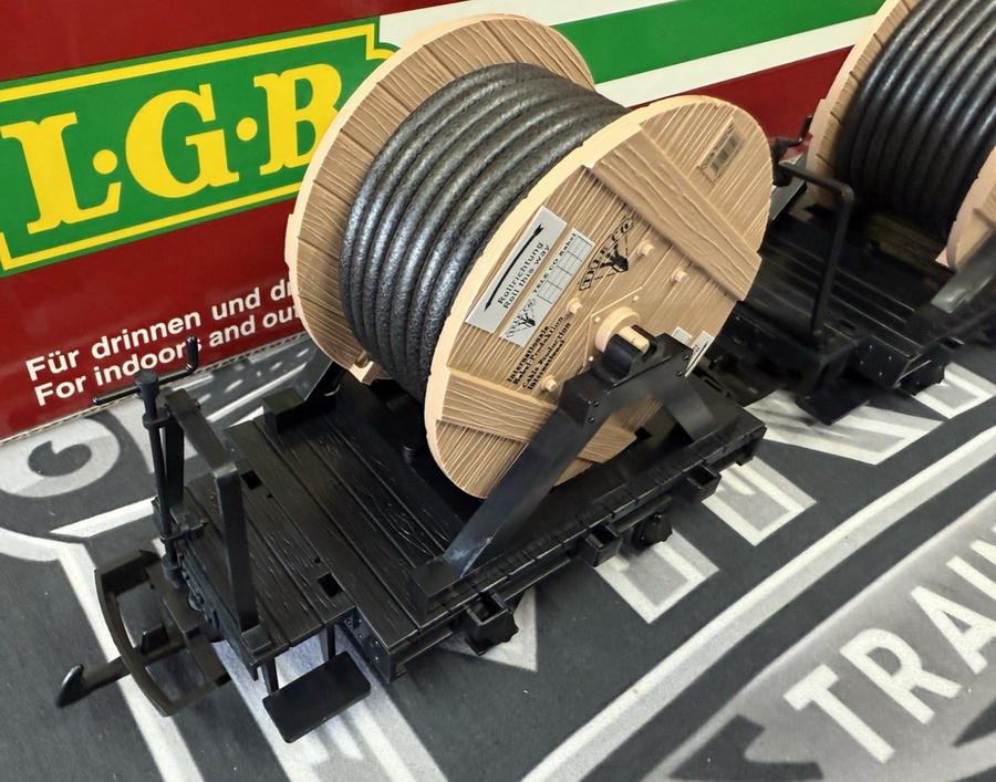 LGB JD 43170 FRR Field Railroad Cable Reel Car w Brakeman's Platform G Scale