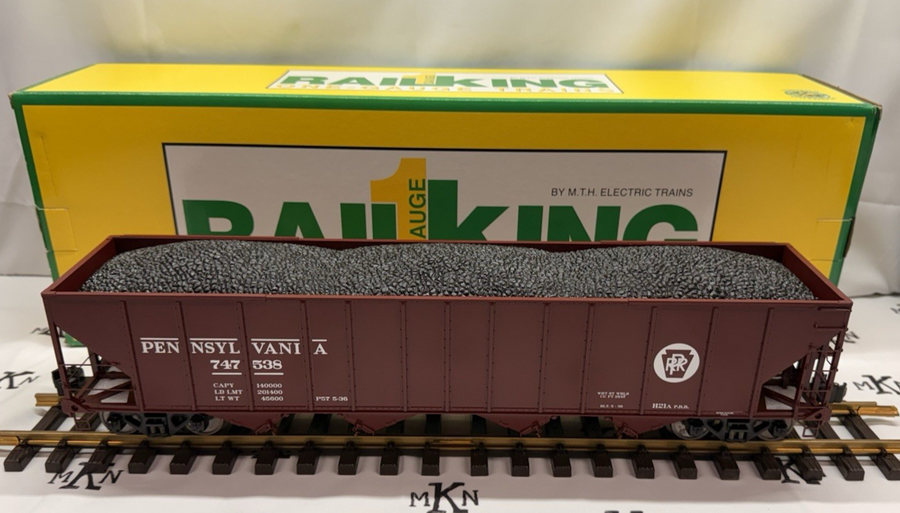 RAILKING One Gauge 70-75015 PRR Pennsylvania Hopper Coal Load #747538 G MINT