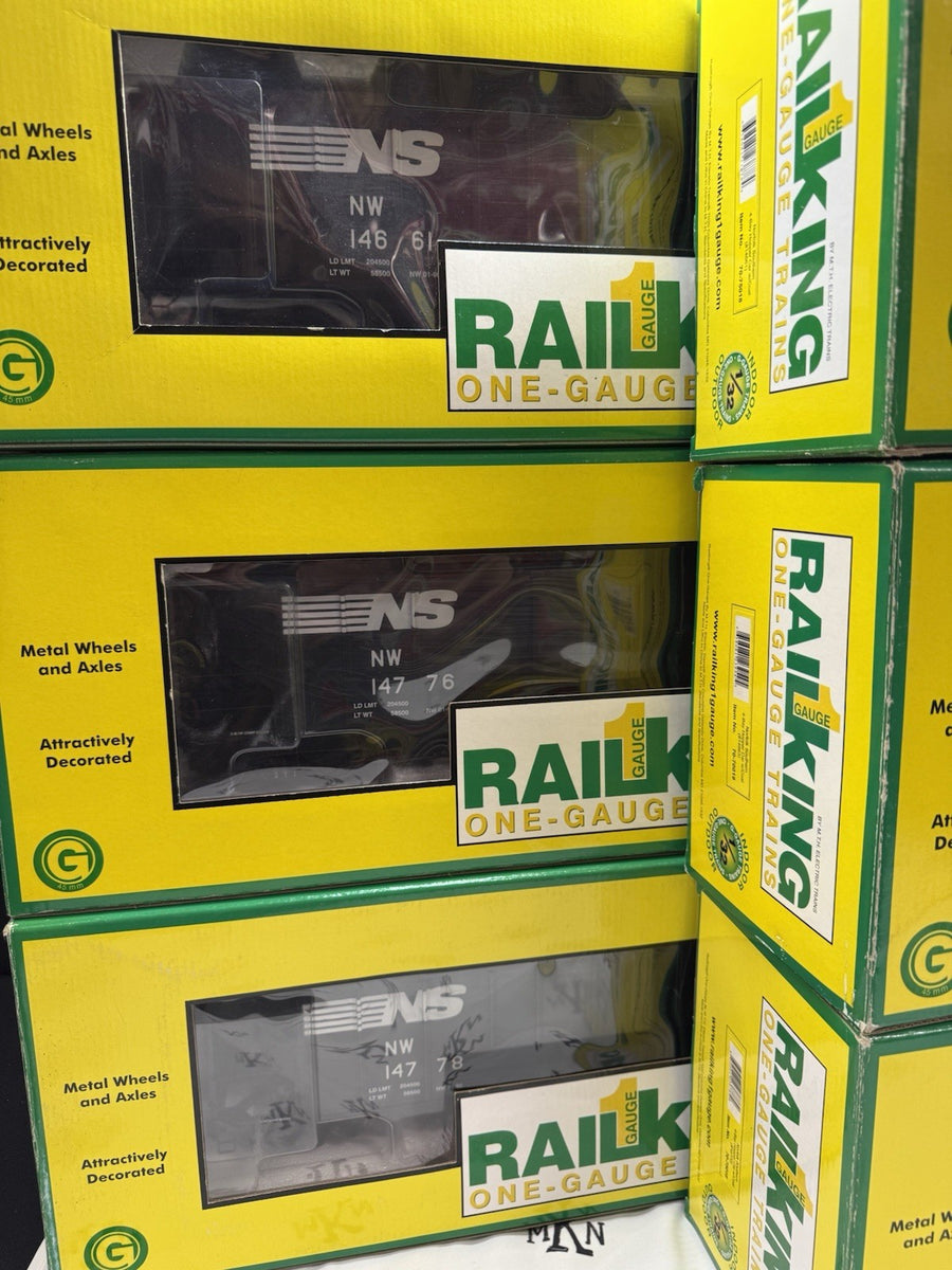 RAILKING One 1 Gauge Norfolk Southern 4 Bay Hoppers 6 Total Box Lot New G Scale