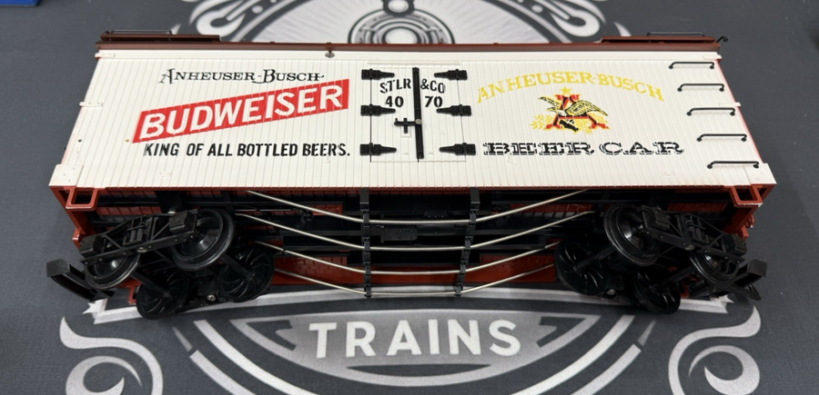 LGB 4070 G Scale Budweiser Woodside Reefer Car Ex/ no box